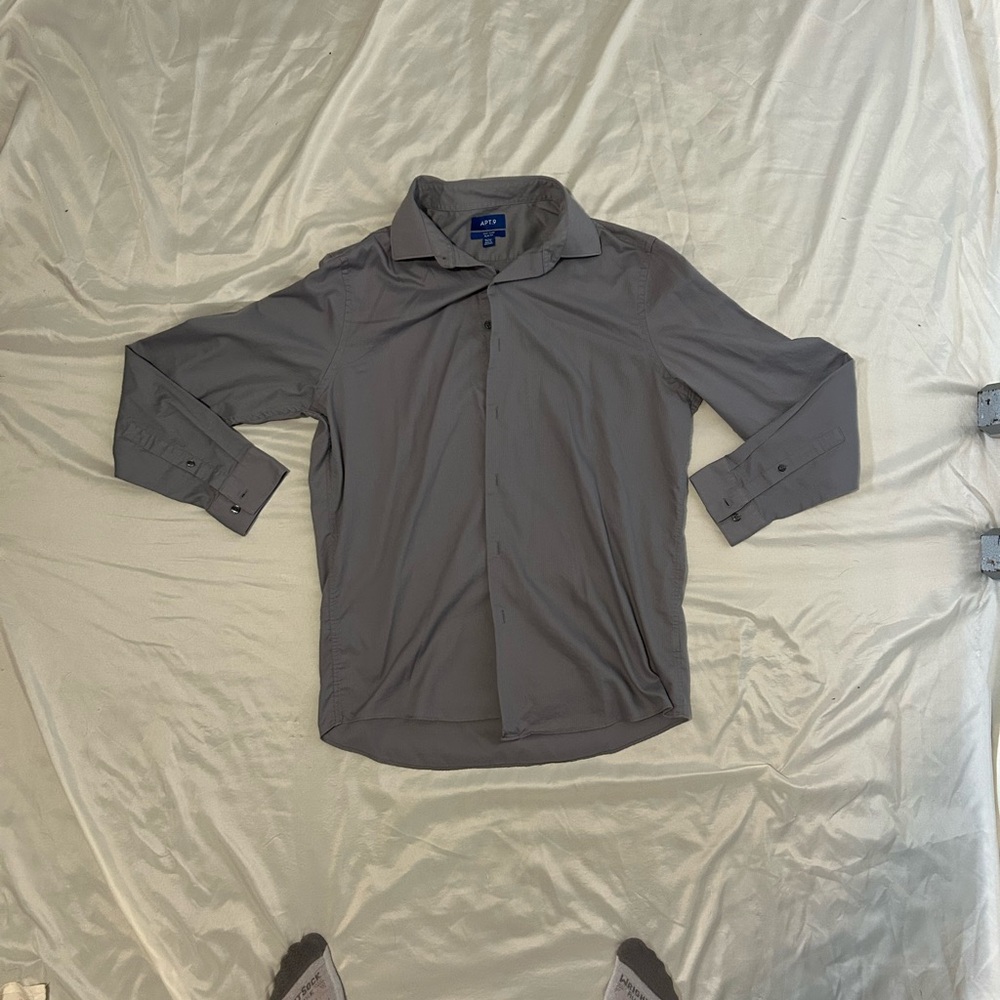 Apt. 9 Slim Fit Easy Care Dress Shirt – Gray (16 34/35)